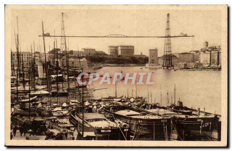 Marseille - The Old Port and the Transporter Bridge - Old Postcard
