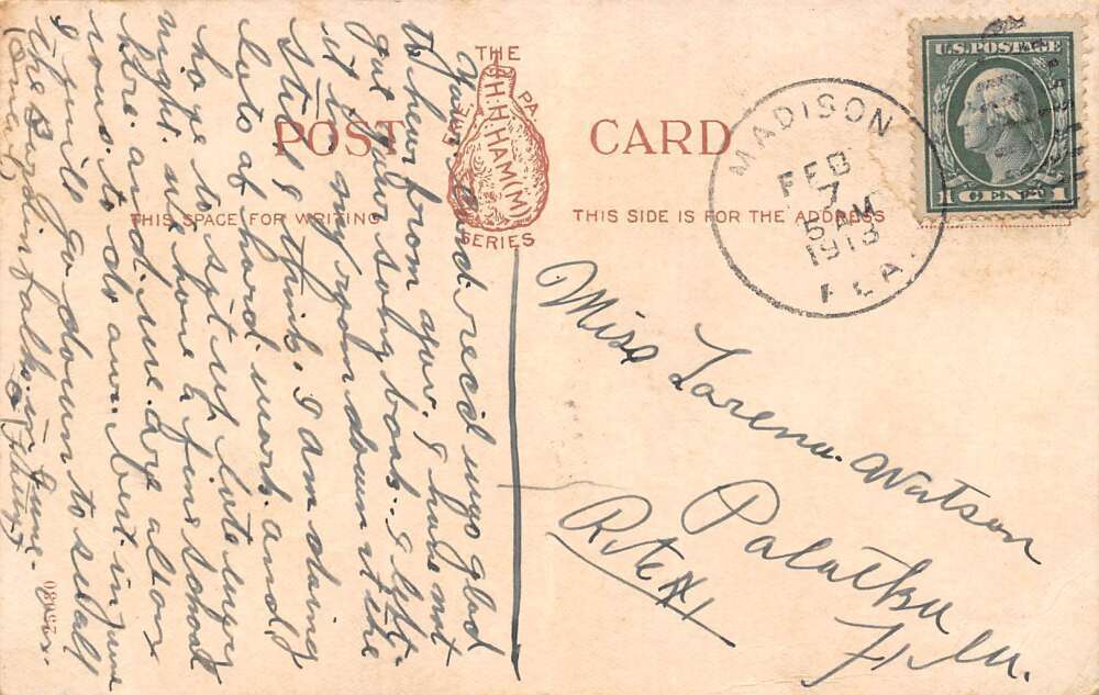 Madison Florida Lake Francis Writing On Front & Back PC U3781 United States Wisconsin
