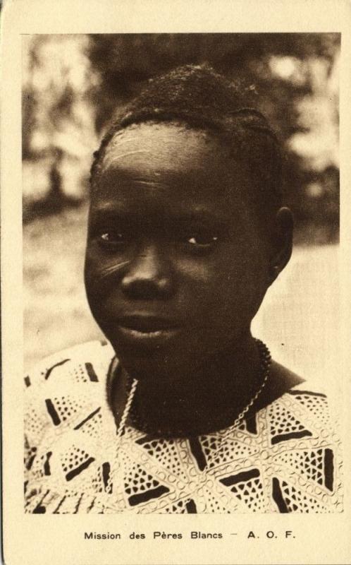 French West Africa, Native Girl Facial Scarification (1920s) Mission Postcard II