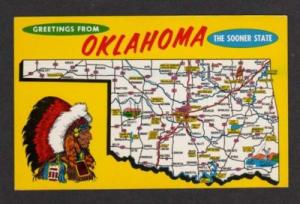 OK Greetings from OKLAHOMA State Map Beaver Alva Atoka