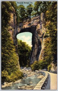 Vtg Natural Bridge Virginia VA Lee Highway US 11 1940s View Linen Old Postcard