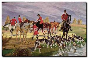 Old Postcard Dogs Dog Hunting hounds has Cavaliers