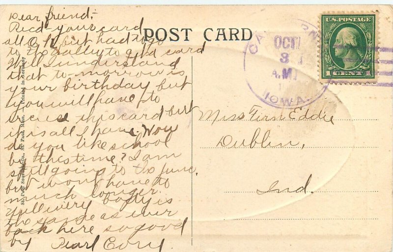 c1907 Postcard; Second Ward School, Missouri Valley IA Embossed 'Frame' Vignette