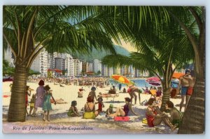 Rio de Janeiro Brazil Postcard Copacabana Beach 1956 Vintage Posted