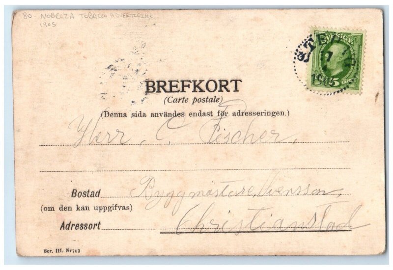 1905 Anthropomorphic Cat Nobelza Tobacco Advertising Posted Antique Postcard