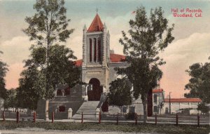 Hand Colored Postcard Hall of Records in Woodland, California~127231