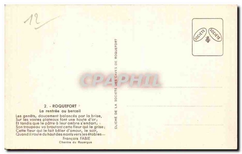 Old Postcard Roquefort The re-entry to the fold (sheep)