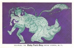 RUBY FOO'S DEN New York City Chinese Food Restaurant Mural c1940s Postcard