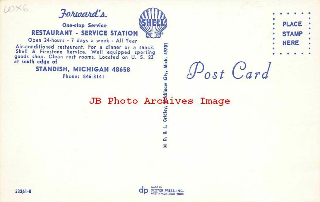 MI, Standish, Michigan, Forward's Restaurant & Shell Gas Station, 60s