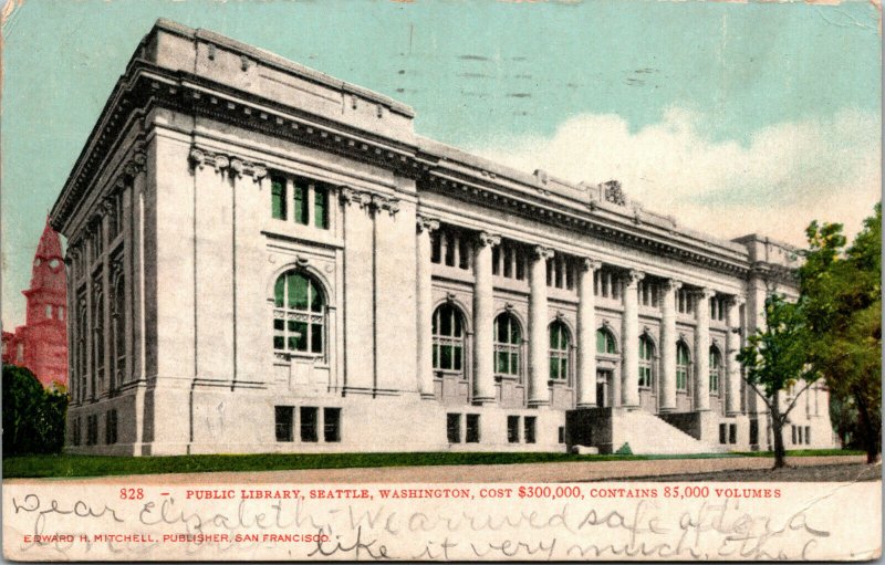 Vtg 1907 Public Library Seattle Washington WA Postcard