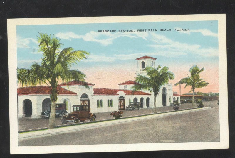 WEST PALM BEACH FLORIDA RAILROAD DEPOT TRAIN STATION VINTAGE POSTCARD