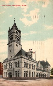 Vintage Postcard 1919 Post Office Building Worcester Massachusetts Structure MA 
