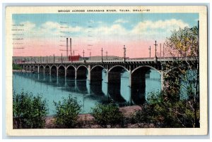 1941 Bridge Across Arkansas River Trees Scene Tulsa Oklahoma OK Posted Postcard