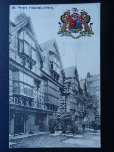 Bristol ST. PETERS HOSPITAL & Heraldic Coat of Arms c1906 Postcard by Faulkner