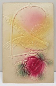 Beautiful Embossed Bird on Swing with Rose to Hagerstown Md Postcard D8