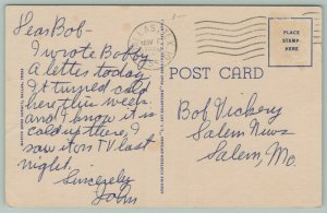 Dallas Texas~Hotel Statler~Dear Bob from John~1953~Linen Postcard