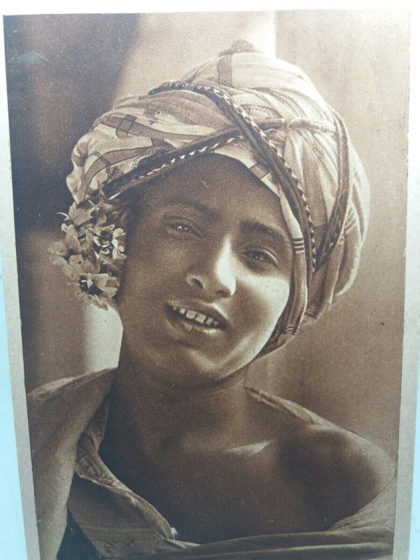 Antique Libyan Portrait Postcard Teenage Boy Mohamed Tripoli Libya