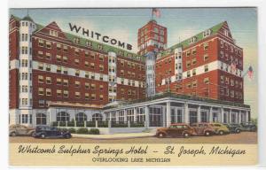 Whitcomb Sulphur Springs Hotel St Joseph Michigan linen postcard