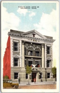 Eagle's Home Aerie Galveson Texas TX Building Front View Posted Postcard