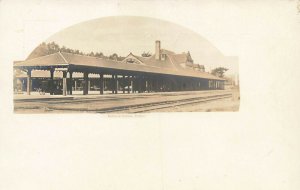 Palmer MA Railroad Station Train Depot Real Photo Postcard