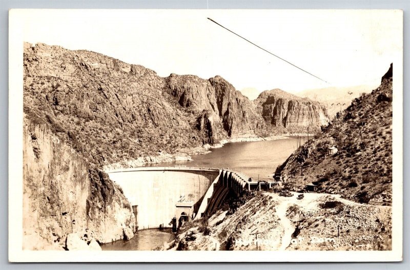 RPPC Mormon Flat Dam Salt River Phoenix AZ C1930's Postcard V7