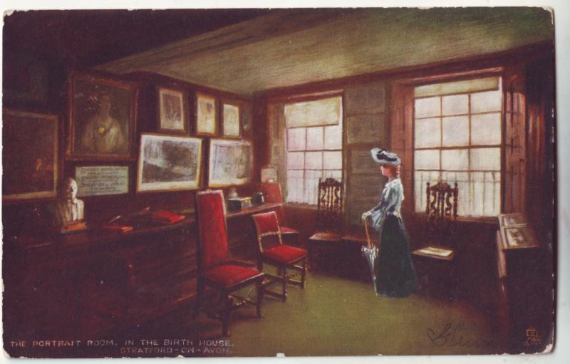 P429 JL 1906 stamped tucks postcard the portrait room in the birth