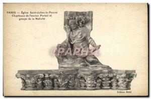 Old Postcard Paris Eglise Saint Julien le Poor Capitals of the old portal and...