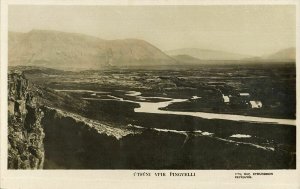 iceland, ÞINGVELLIR, Útsýni yfir Thingvelli (1920s) RPPC Postcard