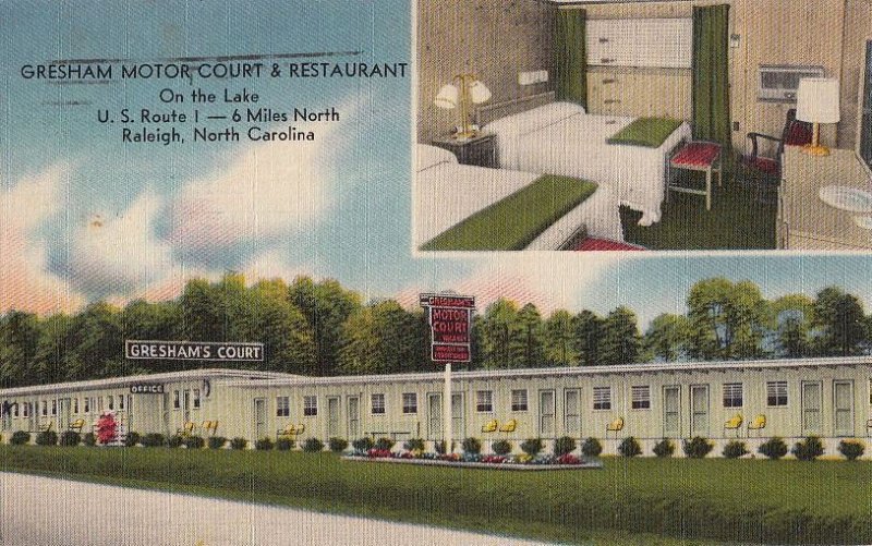 Postcard Gresham Motor Court & Restaurant Raleigh NC