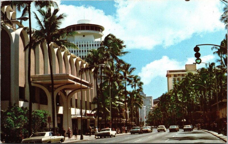 Waikiki Kalakaua Ave Hawaii HI Old Cars St View Postcard UNP VTG Unused Vintage 