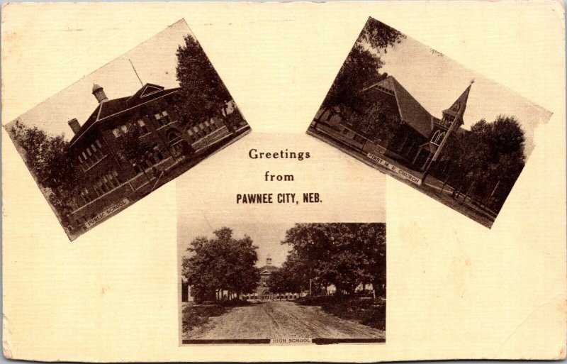 Postcard Greetings from Pawnee City, Nebraska~137070