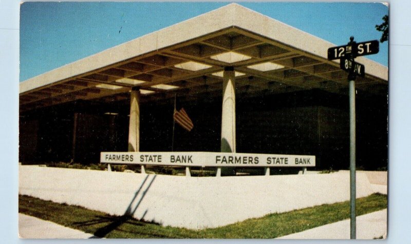 Iowa City Iowa Postcard Farmers State Bank Marion Alburnett 1960 Vintage Antique