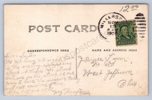 J87/ Millersport Ohio RPPC Postcard c1910 Main St Depot Homes Store 607