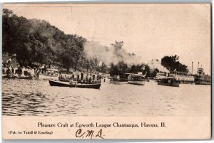 Pleasure Craft at Epworth League Chautauqua Havana IL c1908 Vintage Postcard N28 