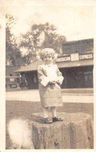Washington DC Girl on Tree Stump Schutz Real Photo Vintage Postcard AA30498