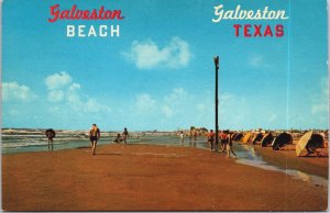 Galveston Beach Texas Chrome Postcard C078