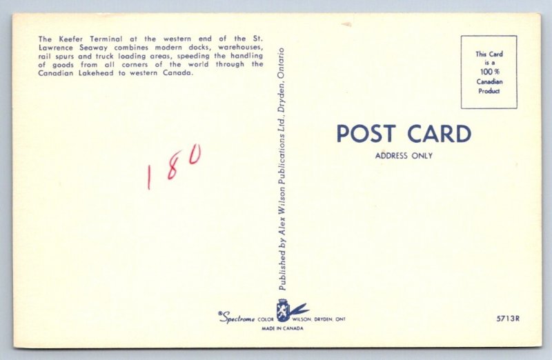 Keefer Terminal, Thunder Bay Ontario, Vintage Chrome Postcard
