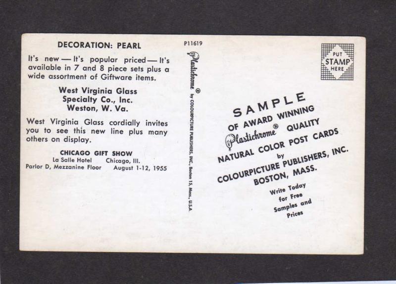 Wv West Virginia Glass Co Company Weston Advertising Ad Postcard Glassware Hippostcard