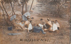 People Picnicing Real Photo 1912 