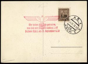 3rd Reich Germany Sudetenland Asch 1.20H Mi2 Cover 75414