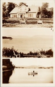 Sooke BC Multiview Harbour House Olympic Mountains Real Photo Postcard E72
