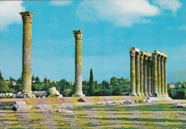 Greece Athens View Of The Temple Of Olympian Zeus