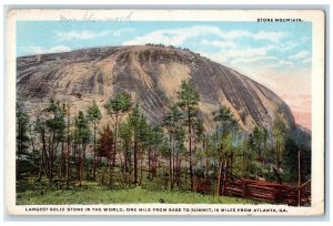 1916 Largest Solid Stone In The World Atlanta GA, Springfield MA Postcard 