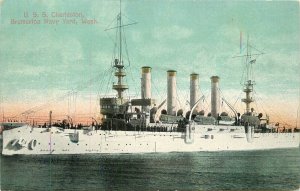 Postcard Washington Bremerton Navy Yard USS Charleston Acton #5 23-3264