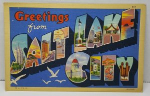 Greetings Salt Lake City Utah 1939 Vintage Postcard