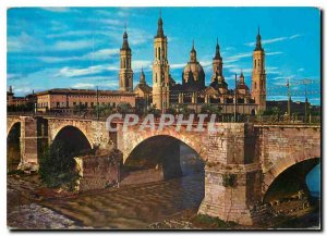 Postcard Modern Zaragoza Puente de Piedra sobre etsio