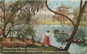 Chicago Illinois 1912 Washington Park Weeping Willow Lagoon Franklin 8507