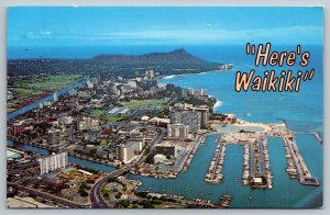 Here's Waikiki  Hawaii  1969   Postcard