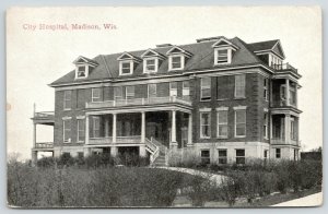 Madison Wisconsin~City Hospital on Hilltop~Curving Path to Grand Staircase~c1910 