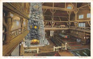 Old Faithful Inn Lobby Interior Yellowstone National Park Wyoming 1927 postcard